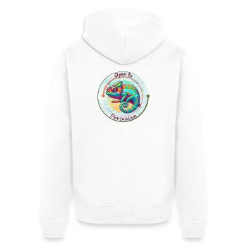 Open to Persuasion - Unisex Premium Organic Zip Hoodie - white - Back - Thijin (182cm)