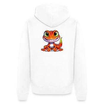 Gecko - Unisex Premium Organic Zip Hoodie - white - Back - Thijin (182cm)
