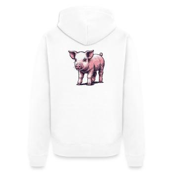 Ferkel - Unisex Premium Bio Zip Hoodie - Weiß - Hinten - Thijin (182cm)