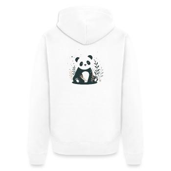 Panda amoureux avec des plantes minimalistes - Veste à capuche bio Premium Unisexe - blanc - Dos - Thijin (182cm)