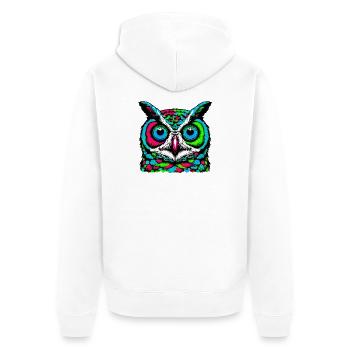 Eule - Unisex Premium Bio Zip Hoodie - Weiß - Hinten - Thijin (182cm)