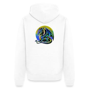 Dragon - Unisex Premium Organic Zip Hoodie - white - Back - Thijin (182cm)
