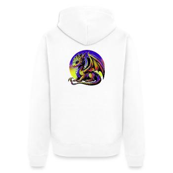 Drache - Unisex Premium Bio Zip Hoodie - Weiß - Hinten - Thijin (182cm)