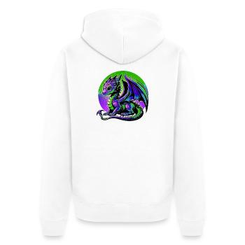 Drache - Unisex Premium Bio Zip Hoodie - Weiß - Hinten - Thijin (182cm)