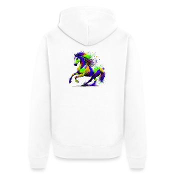Pferd - Unisex Premium Bio Zip Hoodie - Weiß - Hinten - Thijin (182cm)