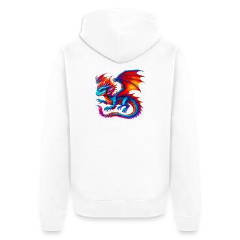 Drache - Unisex Premium Bio Zip Hoodie - Weiß - Hinten - Thijin (182cm)