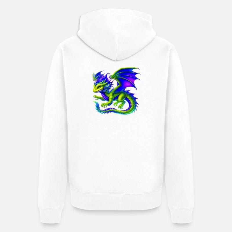 Drache - Unisex Premium Bio Zip Hoodie - Weiß