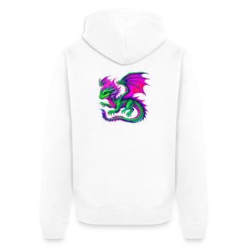 Dragon - Unisex Premium Organic Zip Hoodie - white - Back - Thijin (182cm)