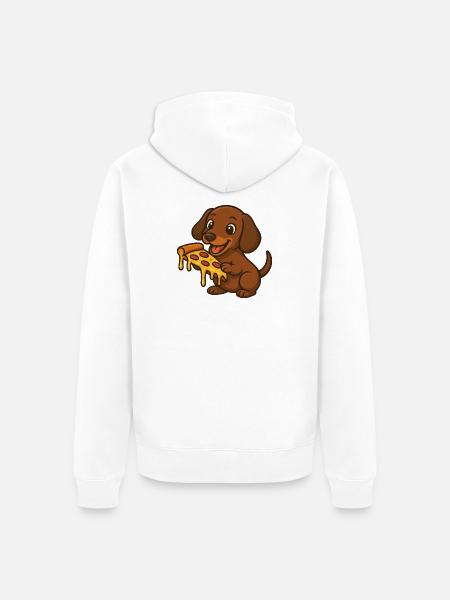 Süßer Dackel Cartoon Pizza Pizzaliebhaber Hund - Ekologisk premiumluvjack unisex - vit