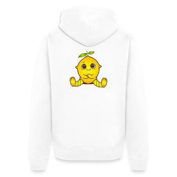Fröhliche Zitrone als süße Kawaii-Figur - Unisex Premium Bio Zip Hoodie - Weiß - Hinten - Thijin (182cm)
