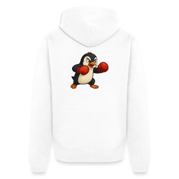 Cooler Pinguin Boxer Cartoon Kickboxer Kampfsport - Unisex Premium Bio Zip Hoodie - Weiß - Hinten - Thijin (182cm)