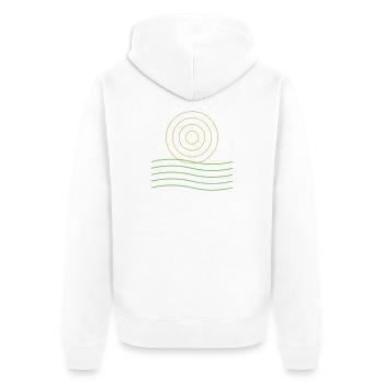 Abstraktes Sonnensymbol und Linien - Unisex Premium Bio Zip Hoodie - Weiß - Hinten - Thijin (182cm)