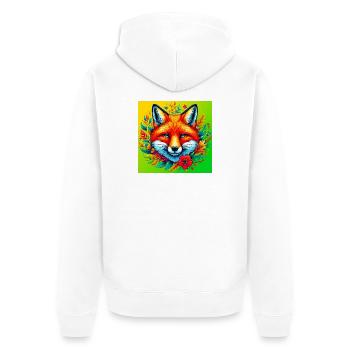 Fuchs - Unisex Premium Bio Zip Hoodie - Weiß - Hinten - Thijin (182cm)