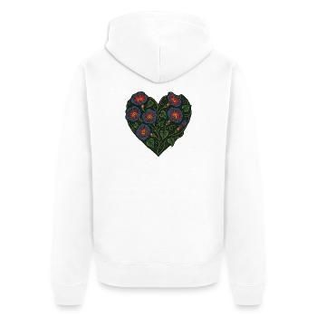 Motif floral de gloire du matin en forme de cœur - Veste à capuche bio Premium Unisexe - blanc - Dos - Thijin (182cm)