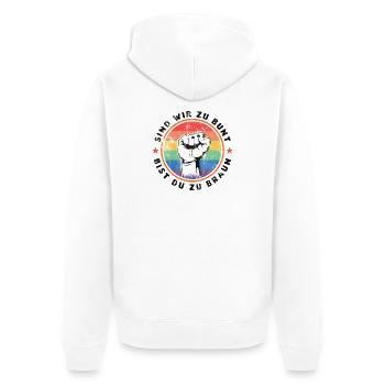 SETTING A STAND AGAINST THE RIGHT - Unisex Premium Organic Zip Hoodie - white - Back - Thijin (182cm)