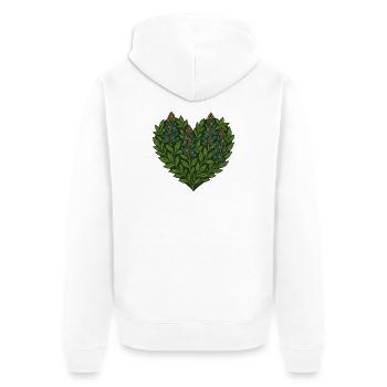 Botanisches Herz Blätter Motiv - Unisex Premium Bio Zip Hoodie - Weiß - Hinten - Thijin (182cm)