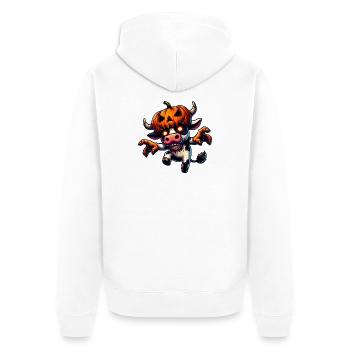 horreur vache zombie taureau Halloween citrouille dessin animé - Veste à capuche bio Premium Unisexe - blanc - Dos - Thijin (182cm)