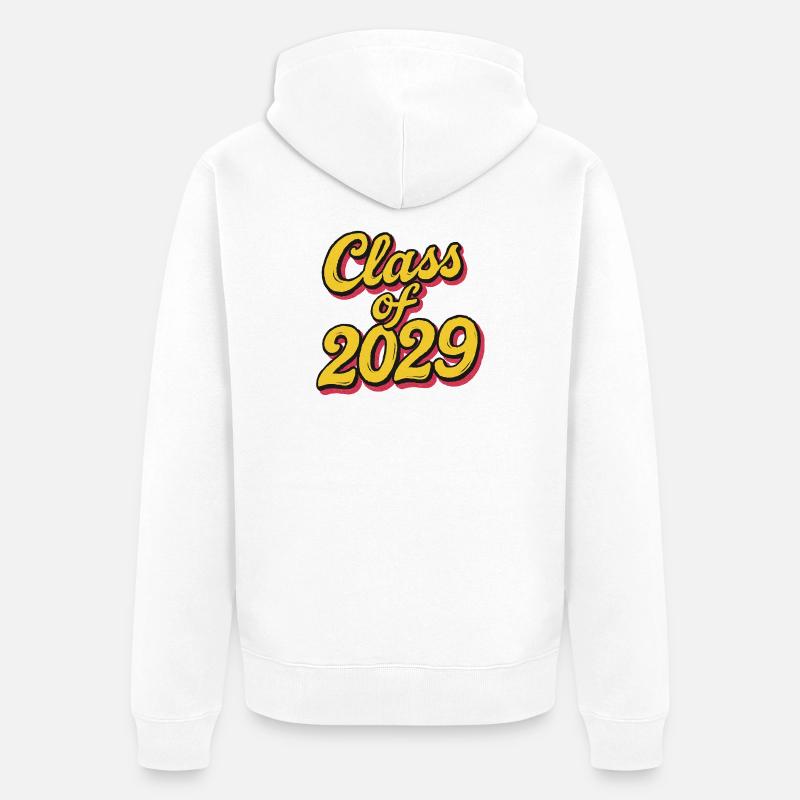 Classe de 2029 Script rétro - Veste à capuche bio Premium Unisexe - blanc