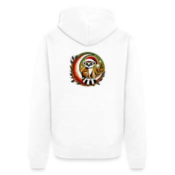 Santa Lemur on Moon - Unisex Premium Organic Zip Hoodie - white - Back - Thijin (182cm)