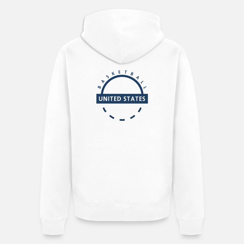 Basket-ball US Emblem Arc Logo - Veste à capuche bio Premium Unisexe - blanc