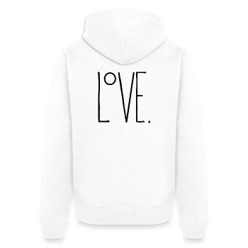 Liebe - Unisex Premium Bio Zip Hoodie - Weiß - Hinten - Thijin (182cm)