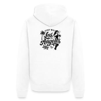 LA Los Angeles City of Angels Kalifornien shirt  - Unisex Premium Bio Zip Hoodie - Weiß - Hinten - Thijin (182cm)