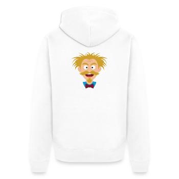 Wilder Wissenschaftler mit Schnurrbart - Unisex Premium Bio Zip Hoodie - Weiß - Hinten - Thijin (182cm)