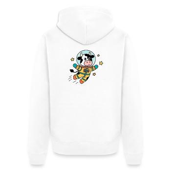 Kuh-Astronaut im All - Unisex Premium Bio Zip Hoodie - Weiß - Hinten - Thijin (182cm)