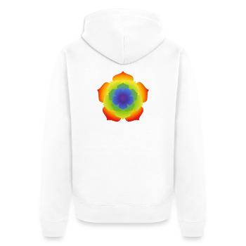 Regenbogenlotus-Mandala-Blüte - Unisex Premium Bio Zip Hoodie - Weiß - Hinten - Thijin (182cm)