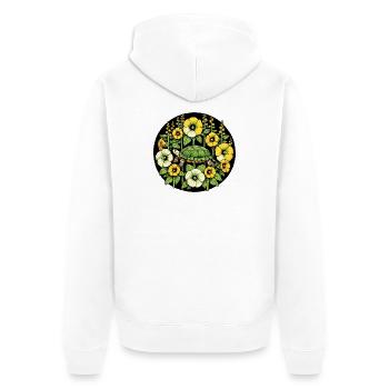 Tortue parmi les Fleurs Dorées - Veste à capuche bio Premium Unisexe - blanc - Dos - Thijin (182cm)
