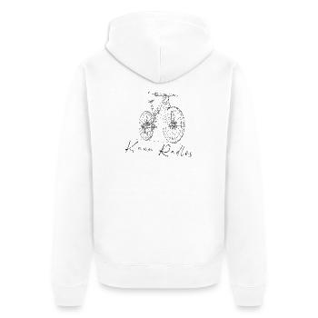 Pas du tout sans vélo ! – Conception minimale pour VTT - Veste à capuche bio Premium Unisexe - blanc - Dos - Thijin (182cm)