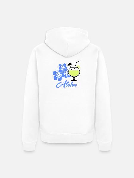 Aloha Hibiscus Tropical Drink - Unisex Premium Organic Zip Hoodie - white