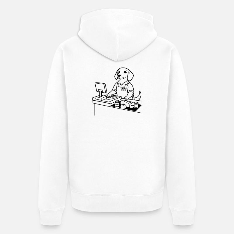 Caissière de chiens de supermarché - Veste à capuche bio Premium Unisexe - blanc