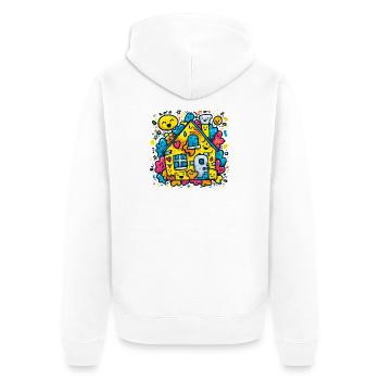 Éclaboussure de couleur de la maison riante - Veste à capuche bio Premium Unisexe - blanc - Dos - Thijin (182cm)