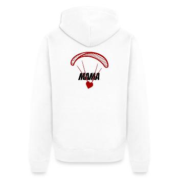 Parapente avec maman écriture et cœur - Veste à capuche bio Premium Unisexe - blanc - Dos - Thijin (182cm)