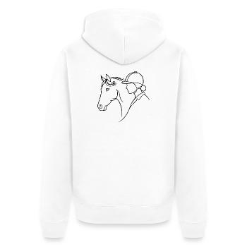 Dressage de chevaux minimaliste en silhouette - Veste à capuche bio Premium Unisexe - blanc - Dos - Thijin (182cm)