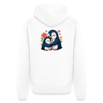 Des manchots câlins dans une mer de fleurs - Veste à capuche bio Premium Unisexe - blanc - Dos - Thijin (182cm)