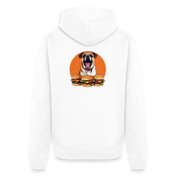 Fröhlicher Hund Burgerparade lustiges Hunde Motiv - Unisex Premium Bio Zip Hoodie - Weiß - Hinten - Thijin (182cm)