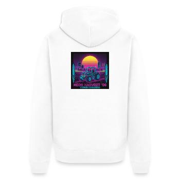 Cyber Farmer - Unisex Premium Bio Zip Hoodie - Weiß - Hinten - Thijin (182cm)