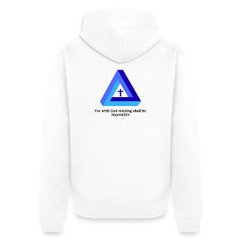 For with God, nothing shall be impossible. Luke 1:37 - Unisex Premium Organic Zip Hoodie - white - Back - Thijin (182cm)