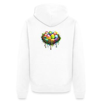 Buntes Osternest im Graffiti Stil  - Unisex Premium Bio Zip Hoodie - Weiß - Hinten - Thijin (182cm)