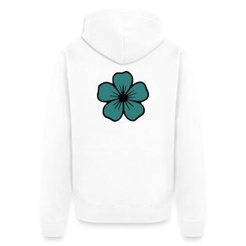 Hibiskus Blüte türkis Blume Blumen Geschenk  - Unisex Premium Bio Zip Hoodie - Weiß - Hinten - Thijin (182cm)