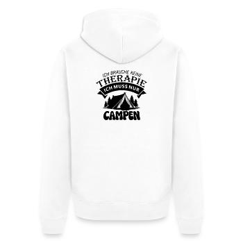 Ich muss Campen  - Unisex Premium Bio Zip Hoodie - Weiß - Hinten - Thijin (182cm)