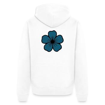 Hibiskus Blüte dunkelblau Blume Geschenk  - Unisex Premium Bio Zip Hoodie - Weiß - Hinten - Thijin (182cm)