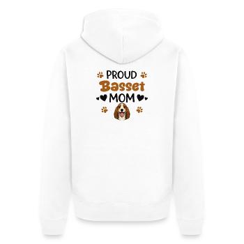 Stolze Basset Mutter, Basset Hound - Unisex Premium Bio Zip Hoodie - Weiß - Hinten - Thijin (182cm)