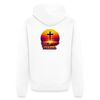 Il est ressuscité Sunset rétro - Veste à capuche bio Premium Unisexe - blanc - Dos - Thijin (182cm)