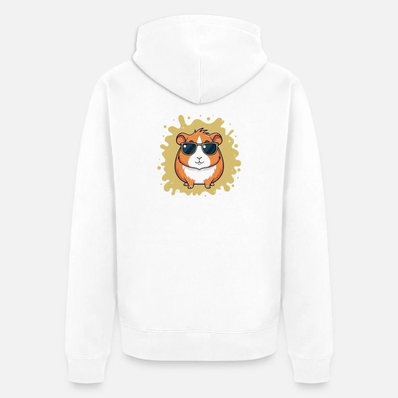 Hamster Cool avec Lunettes de Soleil - Veste à capuche bio Premium Unisexe - blanc
