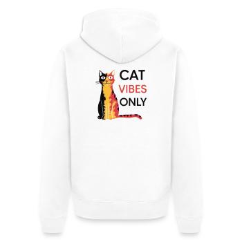 Katzen Vibes Only Design - Unisex Premium Bio Zip Hoodie - Weiß - Hinten - Thijin (182cm)