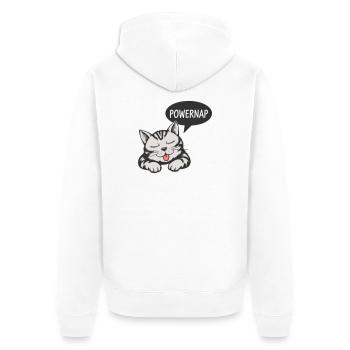 Powernap Katze - Schlafendes Motiv - Unisex Premium Bio Zip Hoodie - Weiß - Hinten - Thijin (182cm)