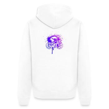 Geschenkidee für einen Roadbike mit Roadbike - Unisex Premium Bio Zip Hoodie - Weiß - Hinten - Thijin (182cm)